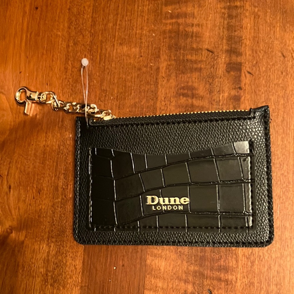 Dune London coin purse / cardholder black & gold